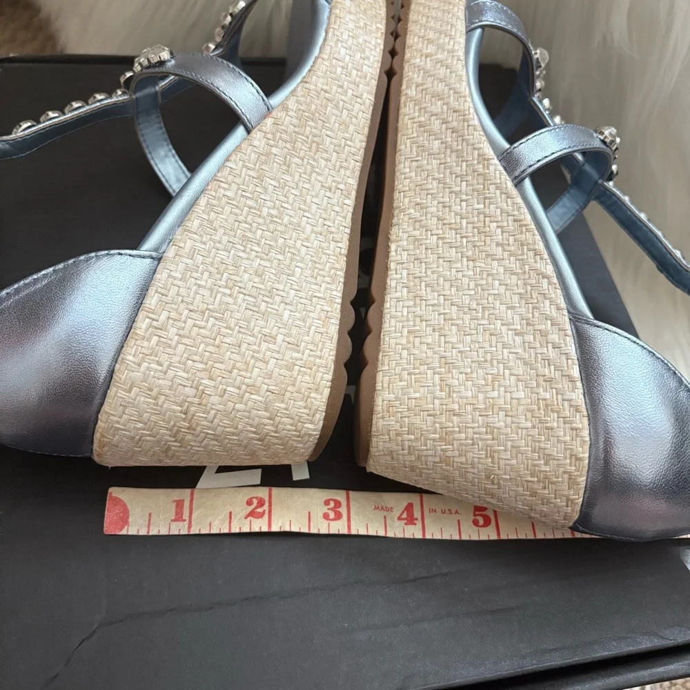 Naturalizer Serena Blue Metallic Strappy Wedge Sandal Y2k